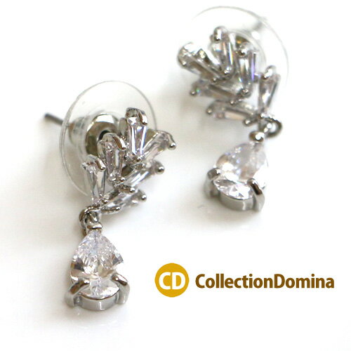 Rakuten - ピアス キュービックジルコニア ステンレスピアス CZ ドロップ型 大きめキャッチ アクセサリー レディース 結婚式 二次会 誕生日プレゼント 友達 女友達 ギフト 女子 彼女 母 女性 雑貨 小物 30代 40代 50代