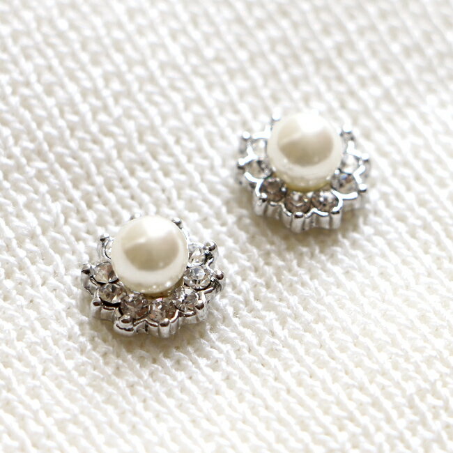 ピアス スタッドピアス チタンポスト パール ラインストーン ミニ プチ 小さめ シルバー 銀色 レディース アクセサリー