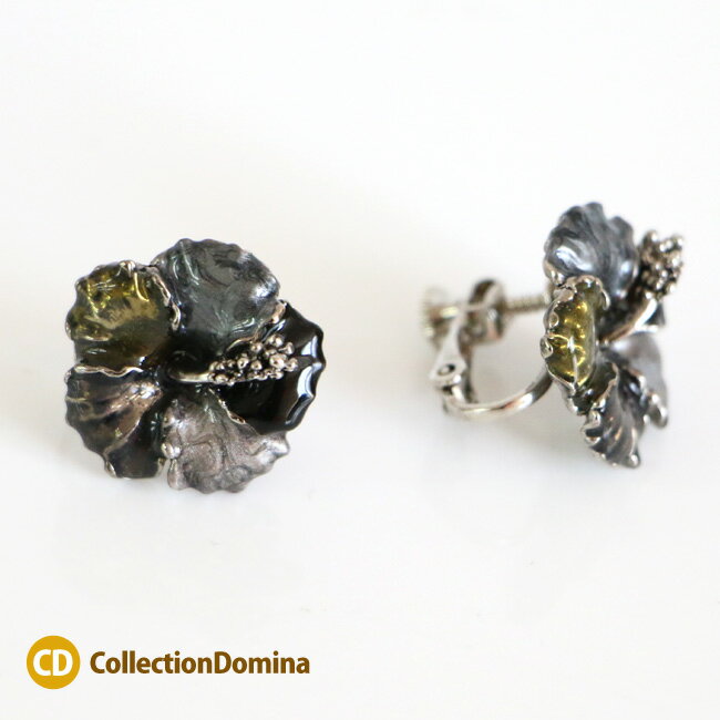 Rakuten - イヤリング フラワー ブラック お花デザイン ネジバネ ダークカラー お出かけ レディース アクセサリー お呼ばれ プレゼント