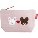 くまのがっこう KG ハート 化粧ポーチ キャラクター LOVE 推し活 ナカジマコーポレーション the bears school ジャッキー Jackie くまがく 小物入れ 文具ポーチ 薬入れ 整理整頓 収納袋 くすみ ピンク(4)