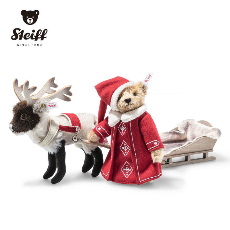 【シュタイフ正規販売店】 Steiff シュタイフ 世界限定 クリスマススレイ(ソリ)セット2024 X'mas 贈り物 ぬいぐるみ くまさん トナカイ 引っ越...