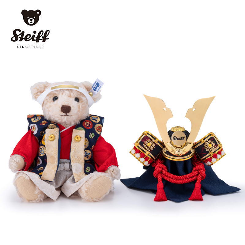 【ご予約 2026年1月より順次発送】 Steiff シュタイフ テディベア 日本限定 サムライ テディベア 中鍬ゴールド 五月人形 贈り物 木札プレゼント こ...