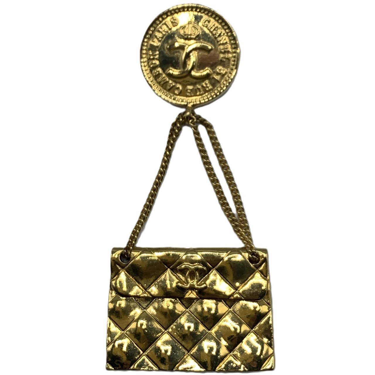楽天コレクション神戸byブランドリッツ【絶対お得!!クーポンあり＆10％OFF】シャネル ココマーク コイン マトラッセチェーンバッグモチーフ スイング ブローチ ゴールド レディース CHANEL Aランク 中古