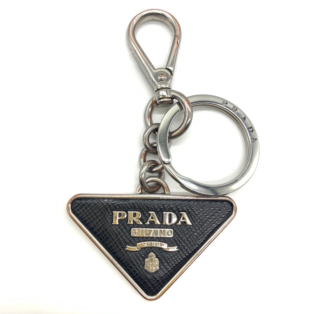 プラダ キーリング キーホルダー サフィアーノ ユニセックス トライアングルロゴ 2PP080 053 PRADA Bランク 中古
