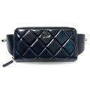 シャネル ウエストウォレット ポーチ チェーン ラムスキン ブラック ゴールド金具 ココマーク CHANEL ABランク 中古