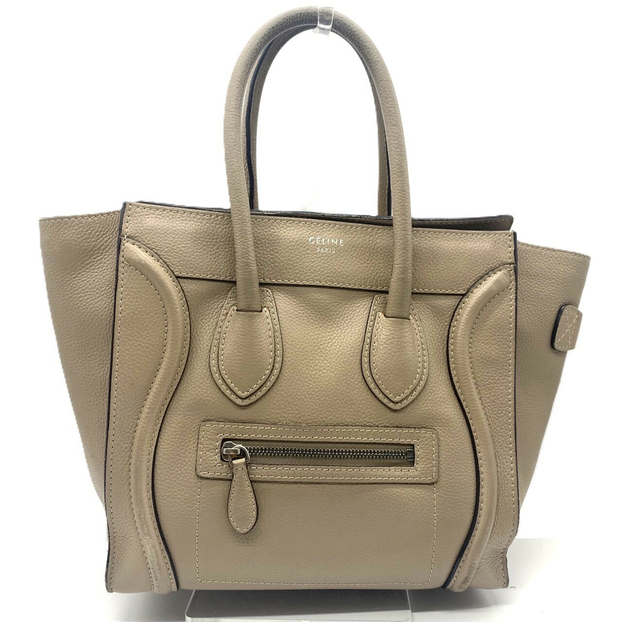 楽天コレクション神戸byブランドリッツ【絶対お得!!クーポンあり＆10％OFF】セリーヌ ハンドバッグ ラゲージ マイクロショッパー レディース カーフ ベージュ CELINE Bランク 中古