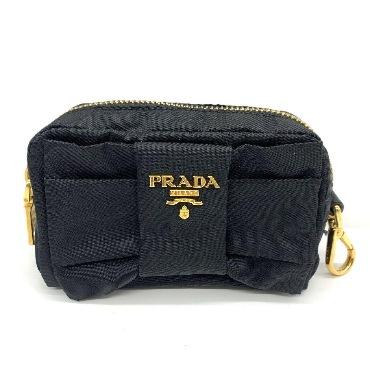 プラダ ポーチ ナイロン 黒 リボン 1N1441 コスメポーチ ブラック レディース PRADA ABランク