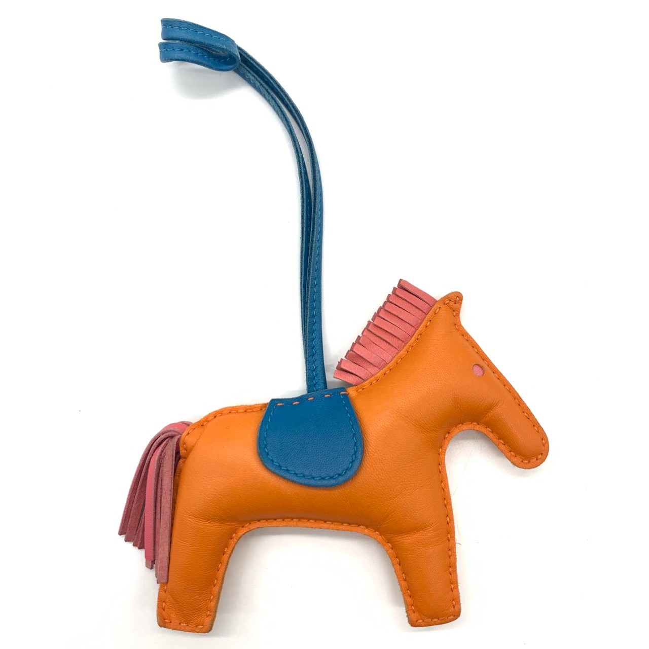 エルメス ロデオMM バッグチャーム レザー オレンジ HERMES ABランク 中古