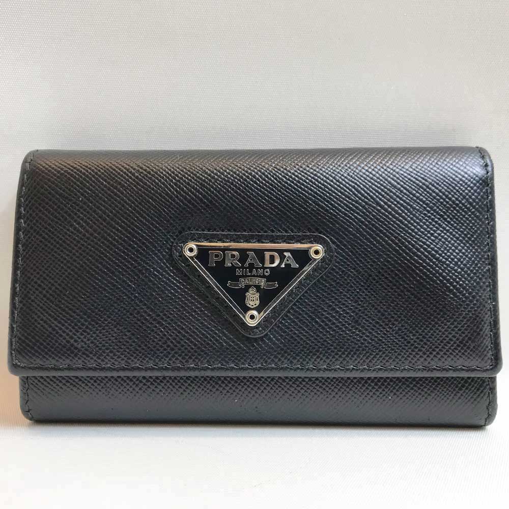 プラダ 6連 キーケース サフィアーノ レザー 黒 ブラック系 ABランク PRADA 中古 六甲道店