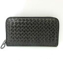 【絶対お得!!クーポンあり&10%OFF】ボッテガヴェネタ 財布 長財布 ラウンドファスナー ブラック 黒 イントレチャート ABランク レディース エナメル×レザー 114076 BOTTEGAVENETA 中古【宝塚店】