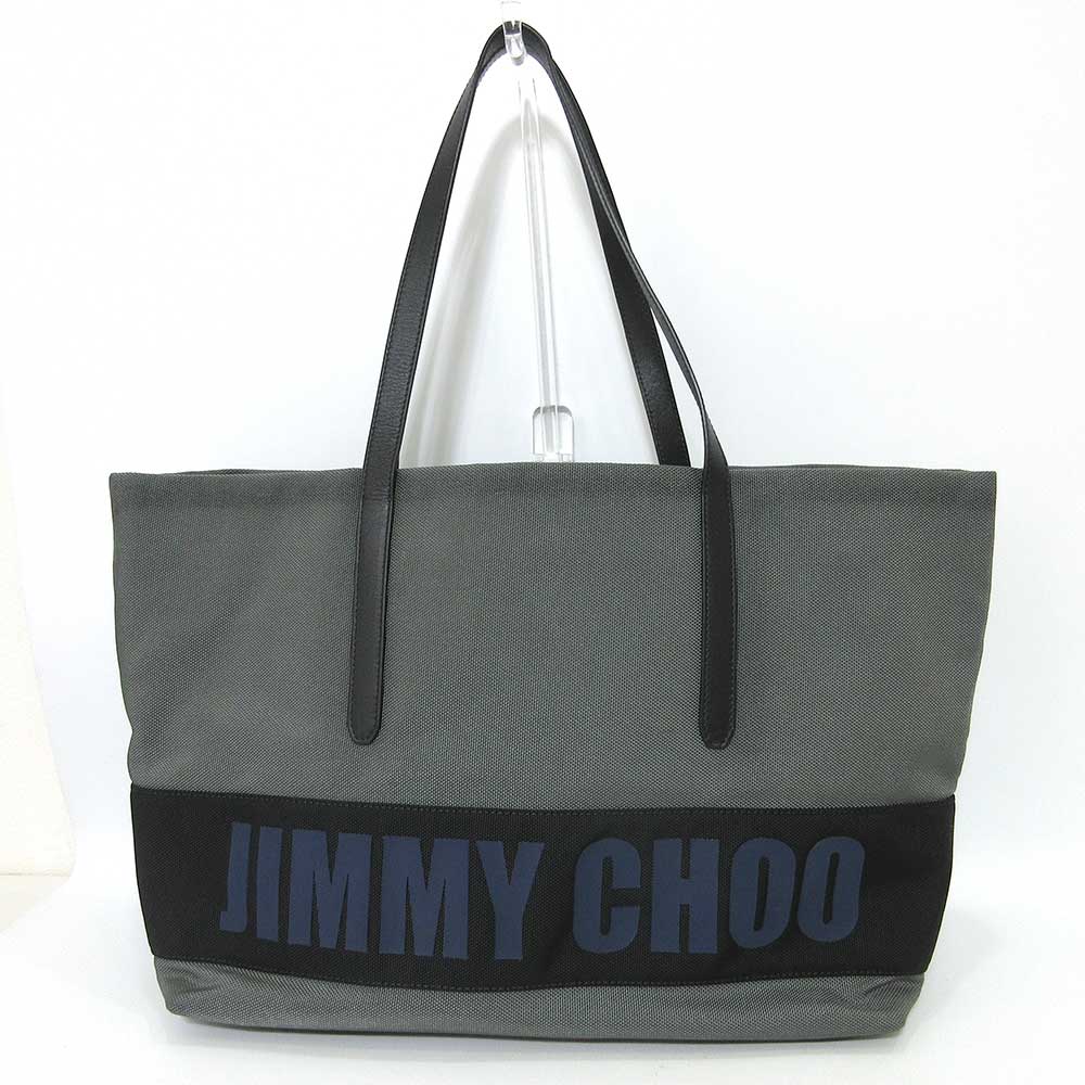 ジミーチュウ バッグ トートバッグ グレー系 ロゴ ABランク レディース メンズ ナイロン×レザー JIMMYCHOO 中古