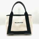 バレンシアガ ネイビー カバスS キャンバス ハンドバッグ アイボリー 339933 BALENCIAGA ポーチ ABランク 中古 六甲道店