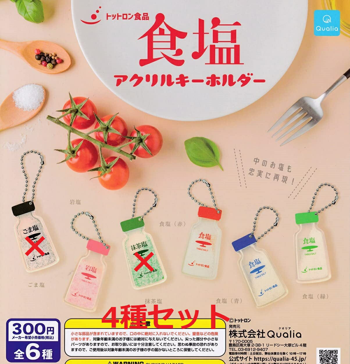 【送料無料】トットロン食品 食塩アクリルキーホルダー ☆4種セット 【クリックポスト出荷】のサムネイル