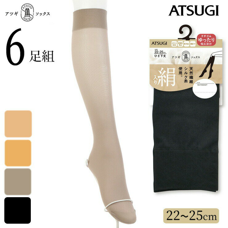 ソックス レディース ATSUGI SOCKS 絹入り ひざ下丈 FS5042 6足組 送料無料 a