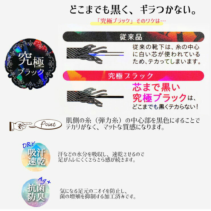 レディース ソックス 岡本 究極ブラック ムレにくく足さらさら 4足組 送料無料 32c...