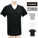 メンズ tシャツ アツギ PLAYBOY 半袖V首 M10017 単品 vネック v首 プレイボーイ ブランドtシャツ 無地 紳士 グレー ホワイト ブラック カジュアル シンプル(05741)