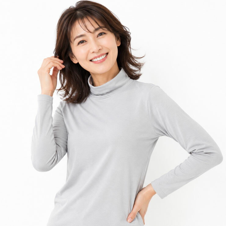 UVカット インナー 長袖 レディース 新栄 The接触冷感 首元隠し ハイネック長袖 29-665 送料無料 単品 インナーシャツ アンダーシャツ タートルネック モックネック 吸汗速乾 クール繊維 春 夏 無地 肌着 下着（06745）