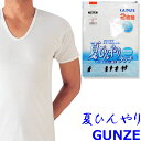 メンズ インナー セット GUNZE 夏ひんやりタッチ 半袖 u首 RB47162 RB4716A 2枚組 男性下着 tシャツ クールコート加工 綿100％ (03239)