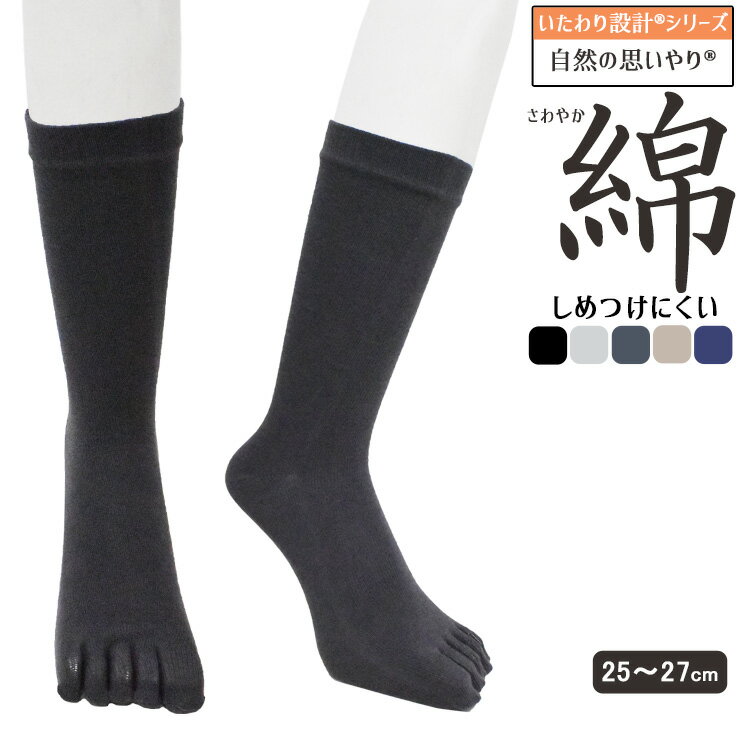 樂天商城 - 5本指ソックス メンズ いたわり設計 さわやか 綿 しめつけにくい 日本製 91-835 単品 紳士靴下 5本指靴下 綿混 コットン 冷え性対策 ニオイ対策 しめつけ解消 クチゴム（05543）