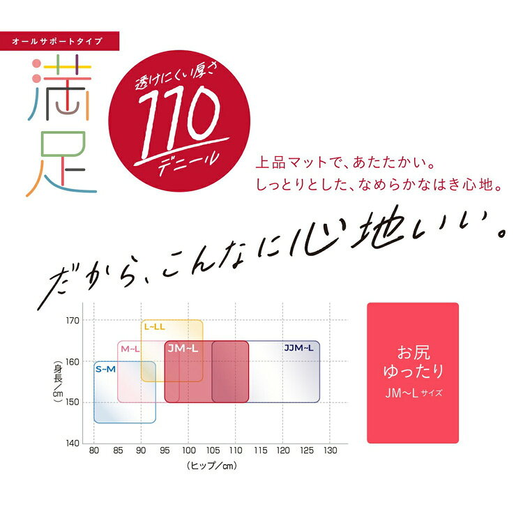 タイツ 福助 満足 New 110デニール ヒップゆったり 740-7311 単品 レディース ゆっ...