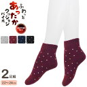 ルームソックス レディース ふわっと あったか クッションパイル アンクル丈 ドット柄 2足組 723327 送料無料 遠赤外線 パイルソックス パイル編み あったか靴下 くるぶしソックス 暖かい 部屋履き 室内用 部屋用 婦人靴下 保温 寒さ対策 冷え性 22cm 23cm 24cm(06439)(4)