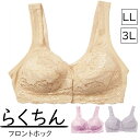 ブラジャー 楽 ノンワイヤー フロントホック as 9824-32 LL 3L 楽チン 楽ブラ メッシュ 涼しい ストレスフリー レース 締め付けない 前開き らくちん ラクチン (06287)(4)