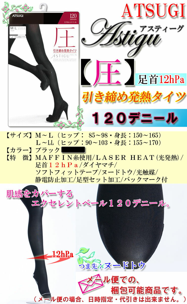 ATSUGI（アツギ）『ASTIGU（アスティーグ）圧引き締め発熱タイツ120デニール』