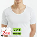 インナー メンズ 半袖U首 2枚組 DRY フライス 13-011 新栄 送料無料 吸汗速乾 綿混 肌着 シャツ ソフト 薄地 夏 まとめ買い 2枚組 (016...