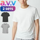 半袖 tシャツ メンズ ブランド インナー 2枚組 avv as 6217-35 クルーネック 丸首 無地 ワンポイント M L LL ブランド ホワイト グレ...