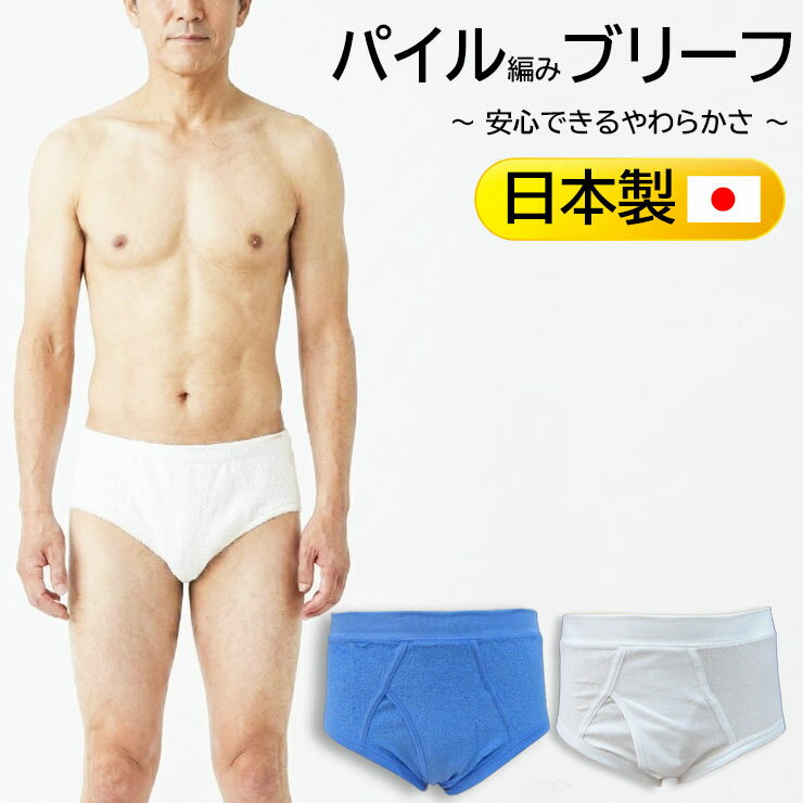 ブリーフ メンズ 日本製 パイル地ブリーフ 3382 2枚組 送料無料 紳士下着 セット ブリーフ 前あき パイル ブリーフパンツ アンダーウェア シニア 50代 60代 70代 80代 (00510)