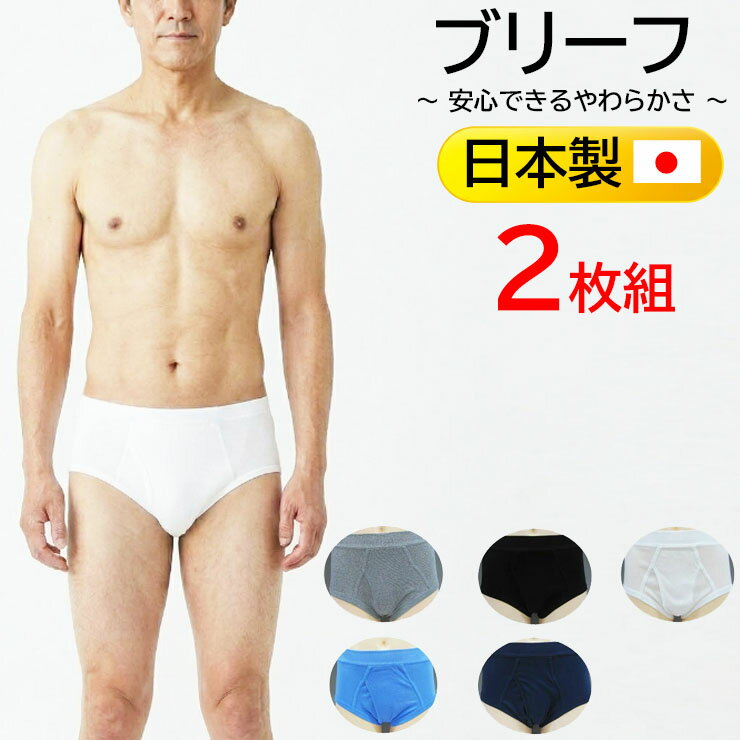ブリーフ メンズ 日本製ブリーフ 無地 2枚組 送料無料 前あき メンズ ブリーフ 紳...