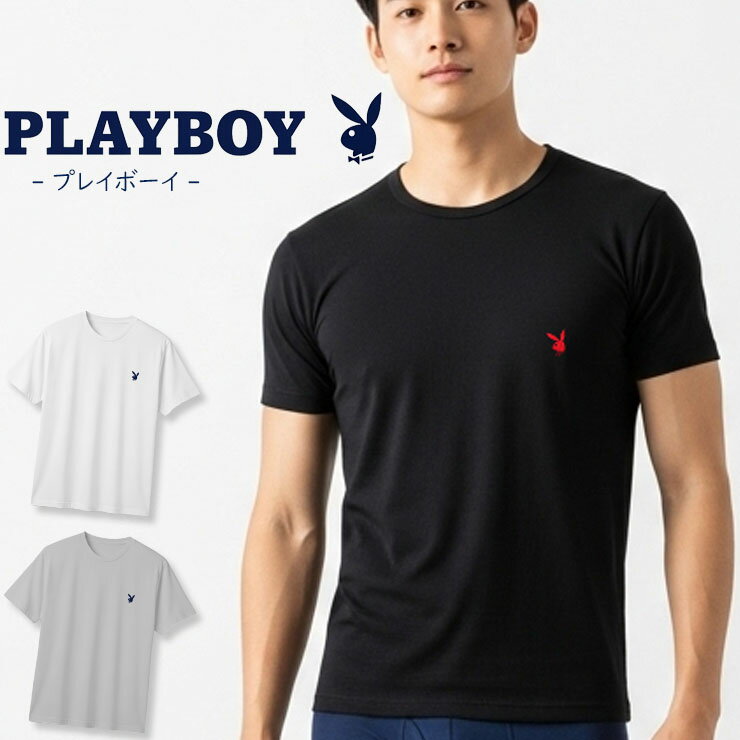 樂天商城 - 【2点以上お買い上げで送料無料】 メンズ インナー アツギ PLAYBOY 半袖丸首 M10016 単品 半袖 男性 男性用 tシャツ 天竺編み 綿混 atsugi 肌着 下着 紳士 シャツ プレイボーイ（05740）