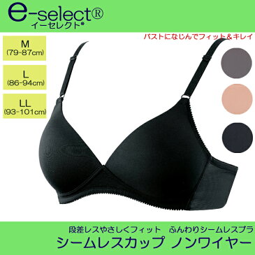 ATSUGI イーセレクト(97339AS)シームレスカップ ノンワイヤー【段差レスやさしくフィット】アツギ ブラジャー インナー レディース 下着 ブラ ヘム 吸汗 速乾 メッシュ アウター 夏(02380)