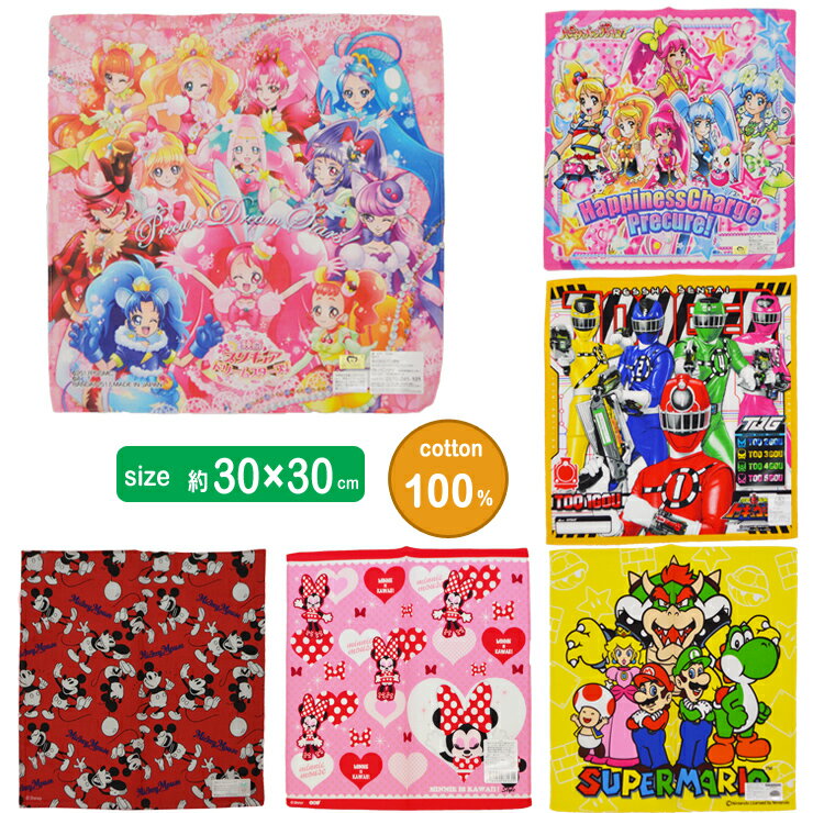 キッズ ハンカチ NO.5 キャラクター プリキュア トッキュウジャー デジモン ミッキー ミニー ディスニー はんかち（0…