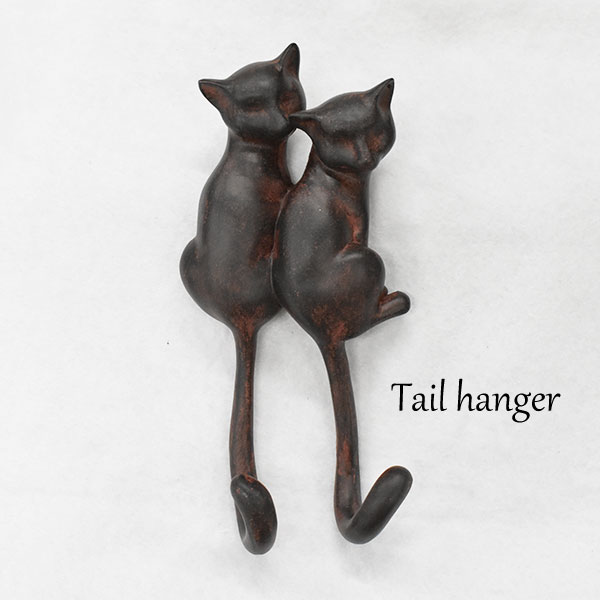 フック 猫 テールハンガー キャットフック 2匹 大きめ 雑貨 ねこグッズ おしゃれ 癒し かわいい シンプル アンティーク 玄関 子供部屋 キッチン 東洋石創 ts11038