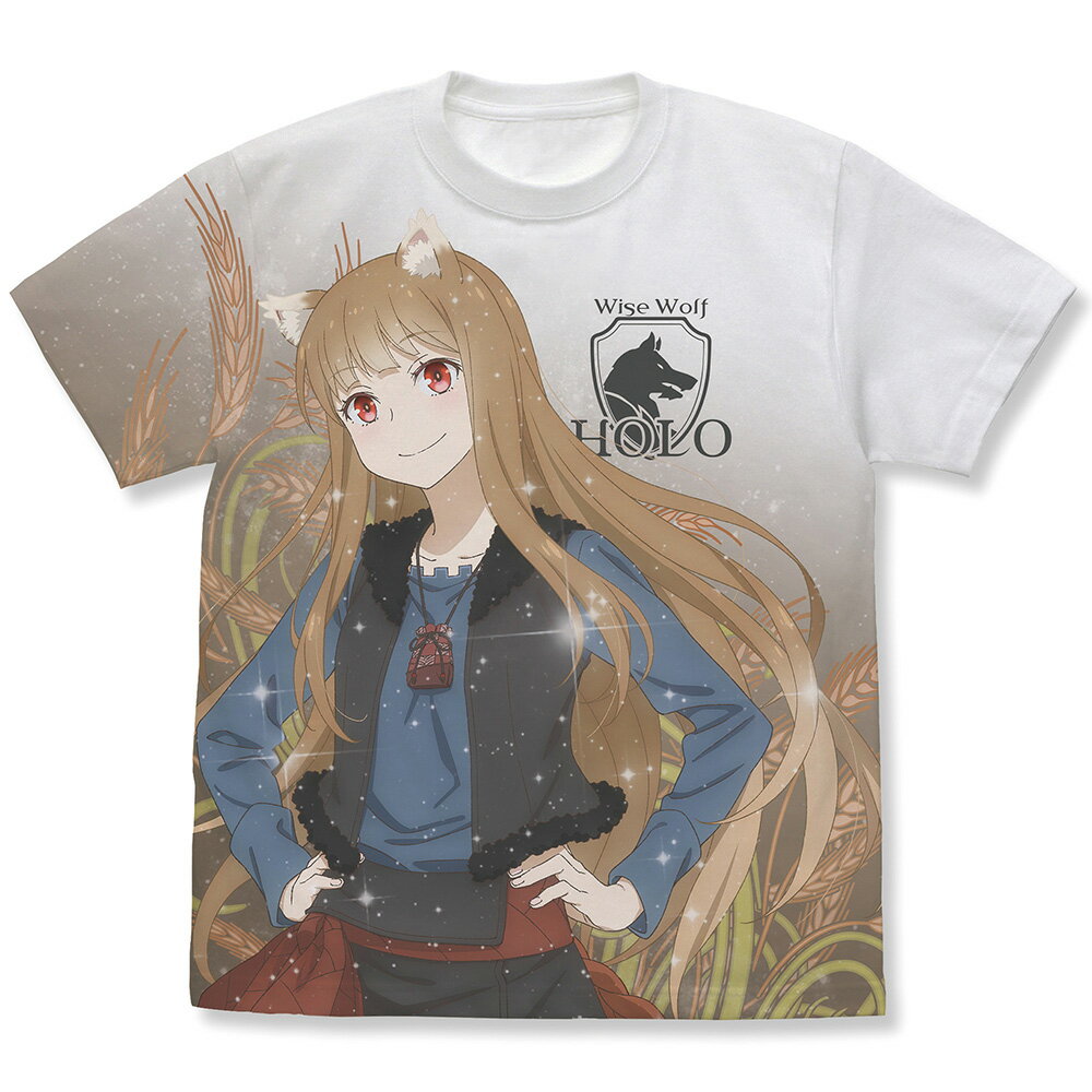 【新品/公式】 狼と香辛料 MERCHANT MEETS THE WISE WOLF_Mサイズ_ホロ フルグラフィックTシャツ/WHITE- 公式グッズ 公式ライセンス colleize コレイズ アニメ キャラクター グッズ