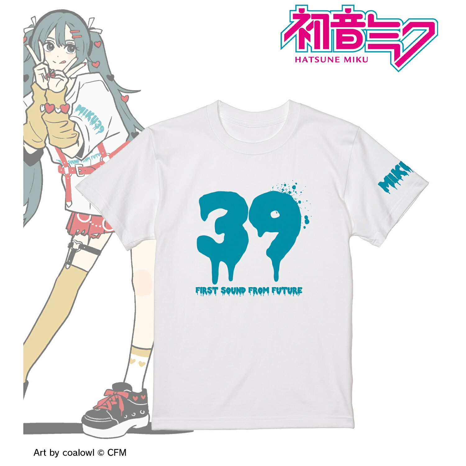 【新品/公式】 初音ミク_(サイズ/M)_描き下ろし 初音ミク Art by coalowl イラスト着用Tシャツレディース 公式グッズ 公式ライセンス col...