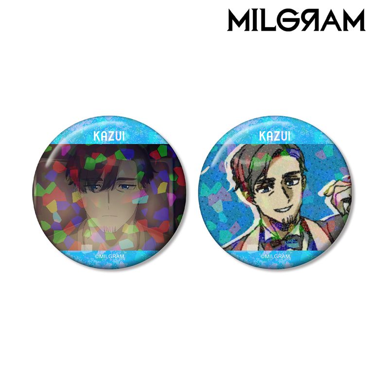 【新品/公式】MILGRAM -ミルグラム-_カズイ 場面写ホログラム缶バッジ2個セット 公式グッズ colleize コレイズ アニメ キャラクター グッズ