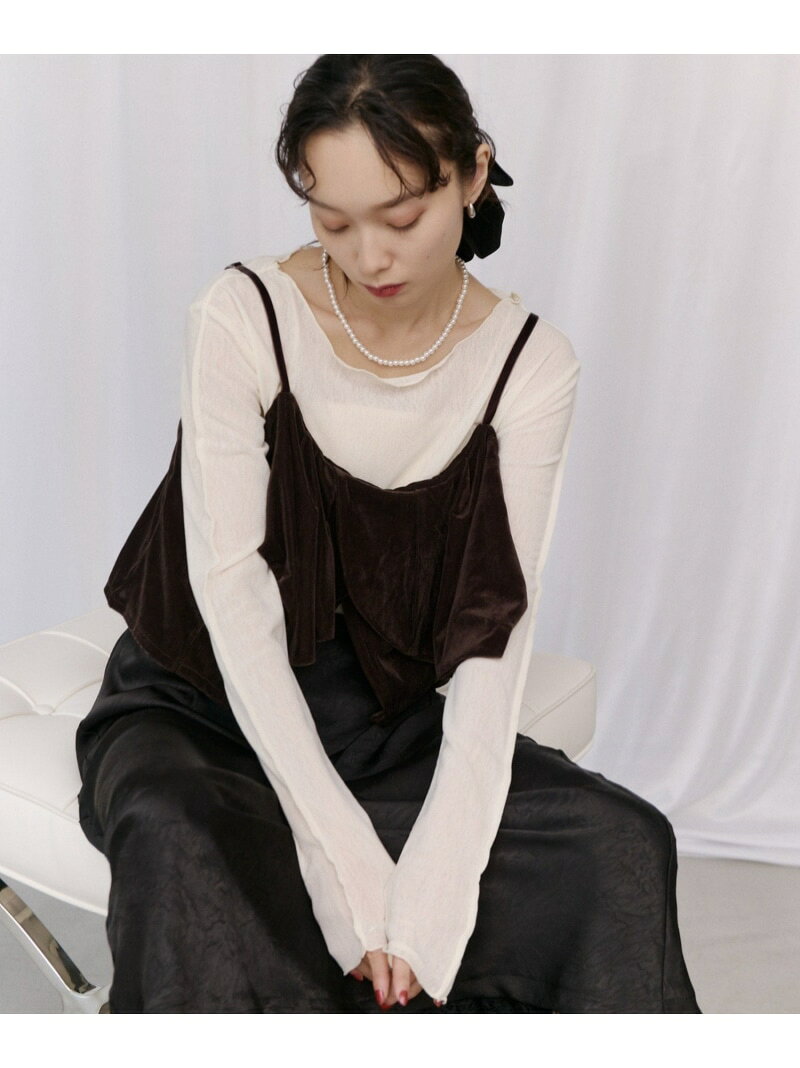 【オケージョン/2SET】ベロアリボンビスチェキャミ&Tシャツ COLONY 2139 コロニー トゥーワンスリーナイン トップス その他のトップス ネイビー ブラウン【送料無料】[Rakuten Fashion]