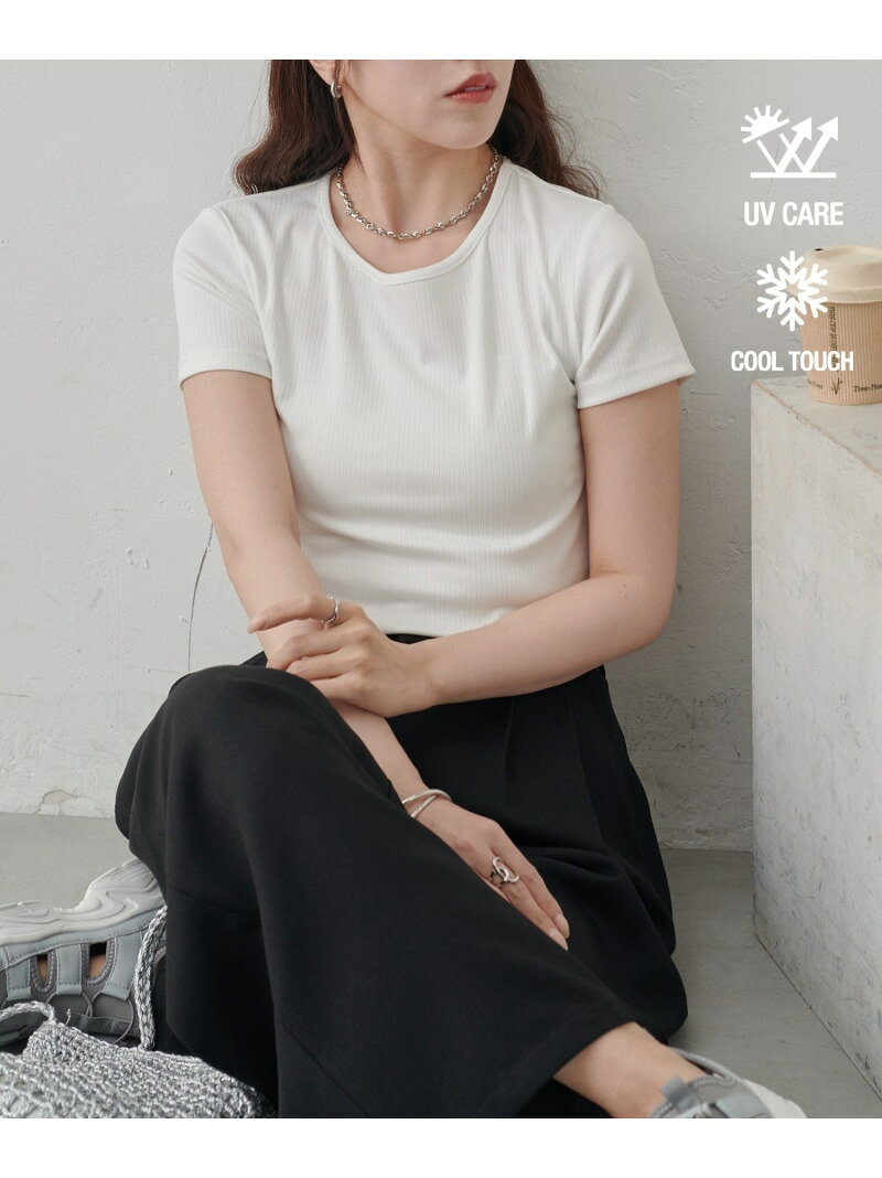 多機能やわらかリブ半袖Tシャツ COLONY 2139 コロニー トゥーワンスリーナイン トップス カットソー・Tシャツ グレー ピンク ブラック ホワイト【先行予約】*[Rakuten Fashion]