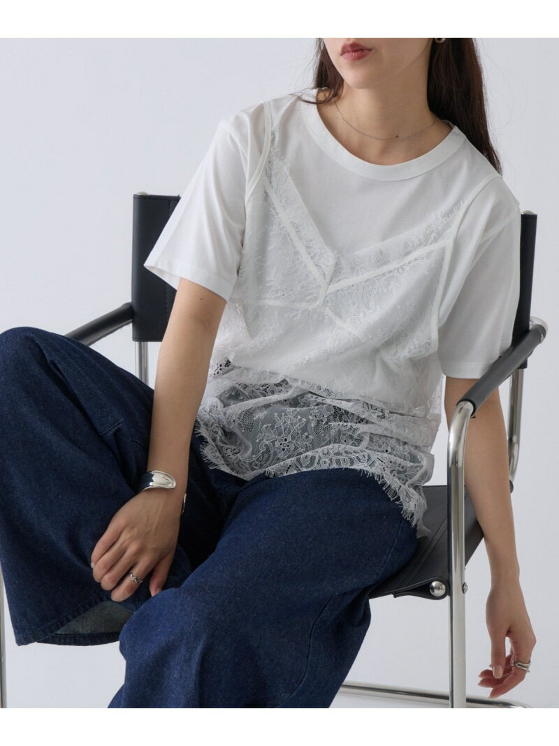 【WEB限定】レースキャミ付きTシャツ COLONY 2139 コロニー トゥーワンスリーナイン トップス カットソー・Tシャツ ブラック ホワイト【先行予約】*【送料無料】[Rakuten Fashion]