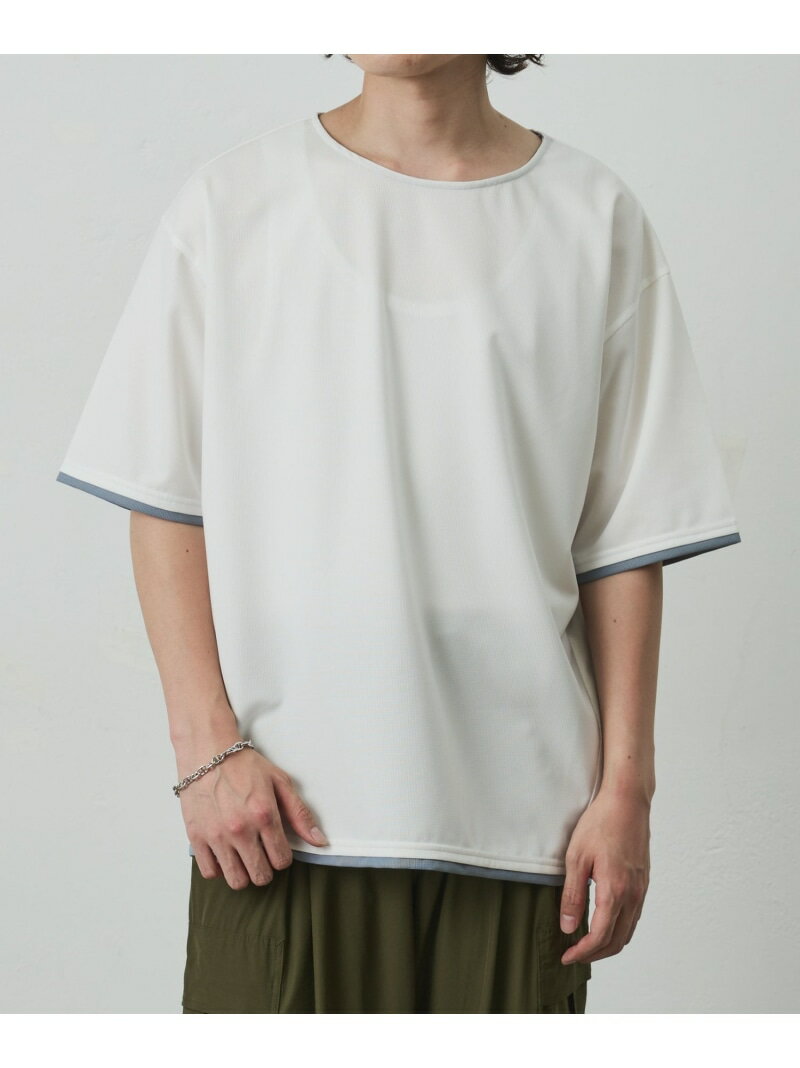 メッシュポンチラウンドヘムレイヤーTEE COLONY 2139 コロニー トゥーワンスリーナイン トップス カットソー・Tシャツ グレー ホワイト ブラック【先行予約】*【送料無料】[Rakuten Fashion]