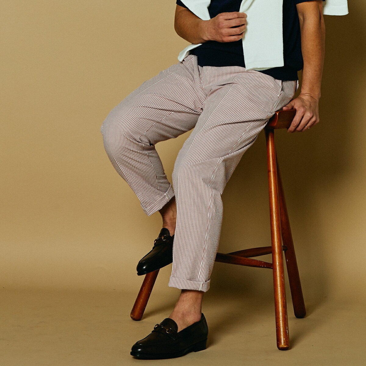 COLONY CLOTHING / SEERSUCKER ONE PLEAT TROUSERS / CC2201-PT01-04