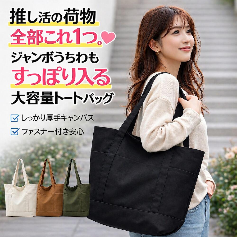 推し活バッグ うちわが入る キャンバストートバッグ A4対応 韓国風 大人可愛い マザーズバッグ 遠征バッグ 肩掛け 斜めがけ 軽量 大容量 収納 整理 整頓 参戦バッグ イベント コスプレ シンプル トート