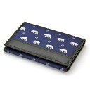 動物柄 カードケース 名刺入れ 【シルク x 牛革】 ホッキョクグマ ネイビー 服飾雑貨 紳士小物 クマ シロクマ 白熊 しろくま 白くま