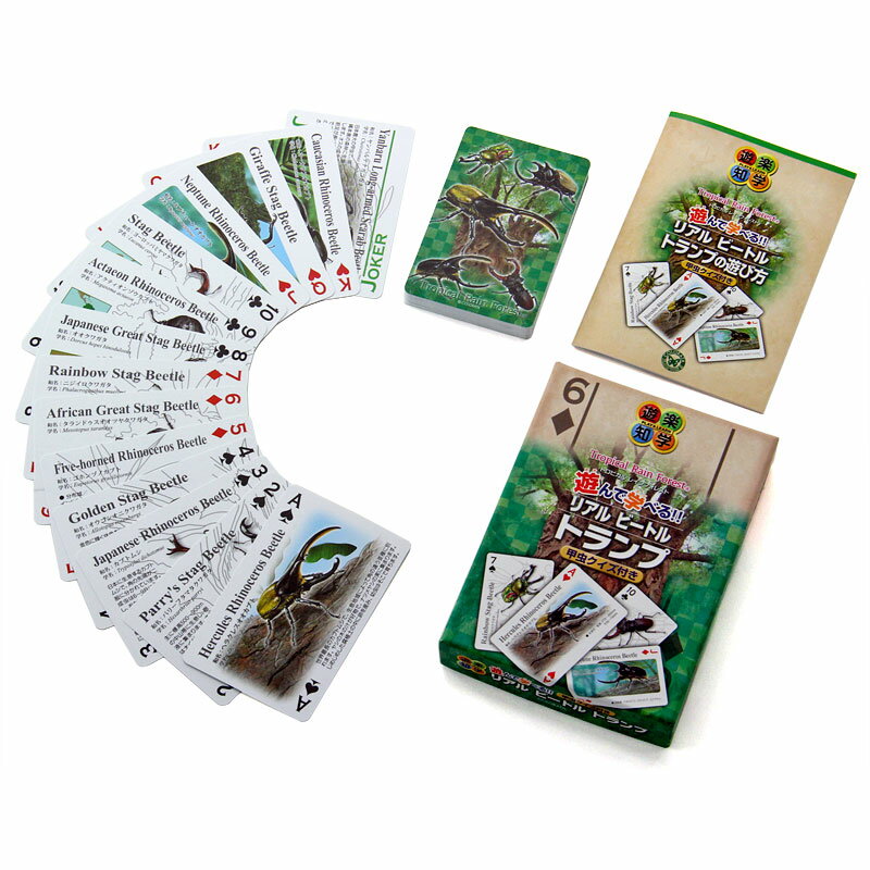昆虫 リアル ビートル トランプ 甲虫クイズ付き 子供 知育玩具 ゲーム | カブトムシ クワガタ トランプカード カード…