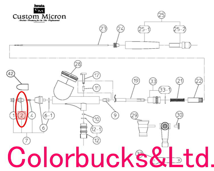 CM-SB2用【ノズルキャップ No.2】パーツ販売ANEST IWATA　アネスト岩田カスタムマイクロンシリーズ・エアブラシ用プロフェッショナルエアーブラシ用MEDEA　アネスト岩田