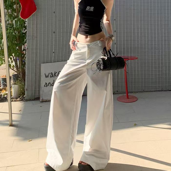 送料無料 ストレートパンツ 女性 レディース ゆったり 無地 カジュアル シンプル おしゃれ かわいい 女性用 ホワイト 白 スリム 快適 涼しい ポケット 春夏秋冬 新作 ボトムス パンツ ホワイトパンツ ズボン 美脚 ロング S M L透けない　きれいめ 美シルエット 着回し colorcandy00-10000044 Color and Candy サンプル画像3