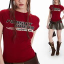 送料無料 カットソー レディース トップス 着瘦せTシャツ 2025夏新作レディース向け アメリカン レトロ レッド 半袖 Tシャツ スリムフィッ...
