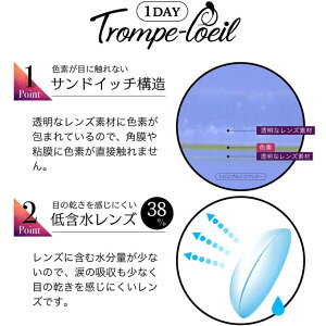 カラコン1dayトロンプルイユワンデー(1箱4枚入)度なし度ありコスプレ高発色14.0mmカラーコンタクトレンズハロウィン